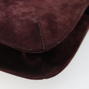 Salvatore Ferragamo Shoulder Bag Suede Bordeaux Gold Auth BA13454A-15