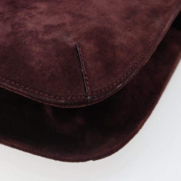Salvatore Ferragamo Shoulder Bag Suede Bordeaux Gold Auth BA13454A
