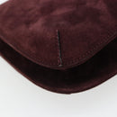 Salvatore Ferragamo Shoulder Bag Suede Bordeaux Gold Auth BA13454A-16