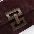 Salvatore Ferragamo Shoulder Bag Suede Bordeaux Gold Auth BA13454A-17