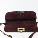 Salvatore Ferragamo Shoulder Bag Suede Bordeaux Gold Auth BA13454A-10