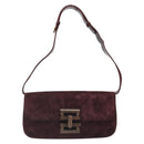 Salvatore Ferragamo Shoulder Bag Suede Bordeaux Gold Auth BA13454A-13