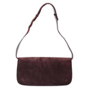 Salvatore Ferragamo Shoulder Bag Suede Bordeaux Gold Auth BA13454A-2
