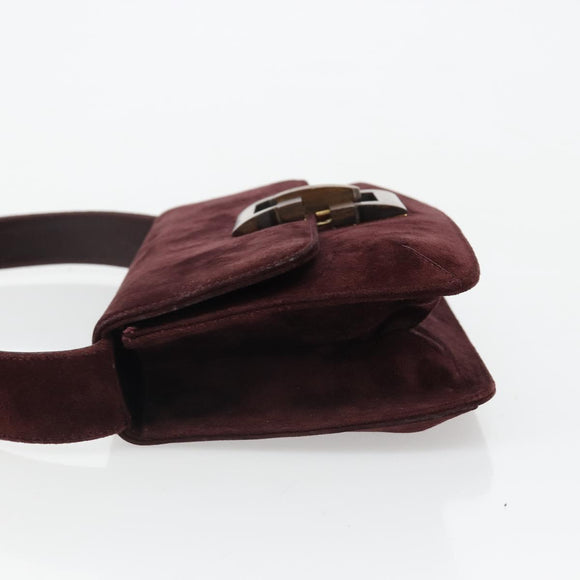 Salvatore Ferragamo Shoulder Bag Suede Bordeaux Gold Auth BA13454A