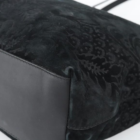 GUCCI Tote Bag Suede Black Gold 305585 Auth BA13459