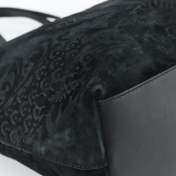 GUCCI Tote Bag Suede Black Gold 305585 Auth BA13459