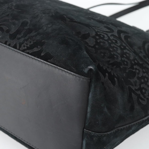 GUCCI Tote Bag Suede Black Gold 305585 Auth BA13459