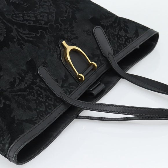 GUCCI Tote Bag Suede Black Gold 305585 Auth BA13459