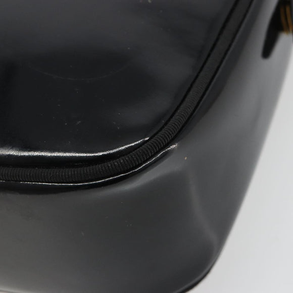 Salvatore Ferragamo Shoulder Bag Patent Leather Black Gold Auth BA13465