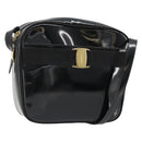Salvatore Ferragamo Shoulder Bag Patent Leather Black Gold Auth BA13465-1