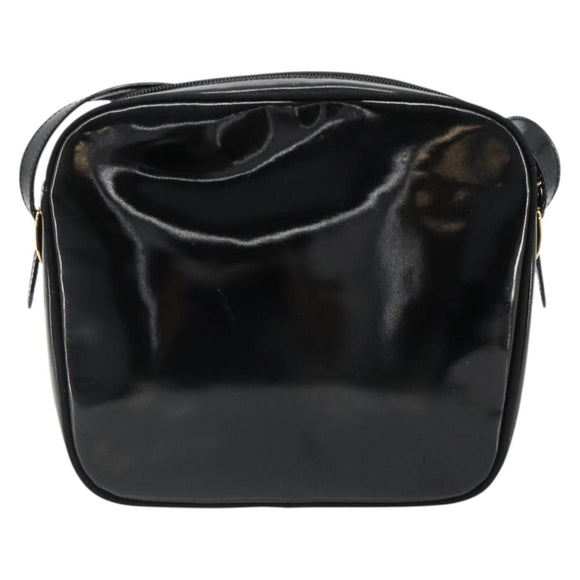 Salvatore Ferragamo Shoulder Bag Patent Leather Black Gold Auth BA13465