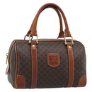 CELINE Macadam Canvas Hand Bag PVC Leather Brown Gold Auth BA13467-1