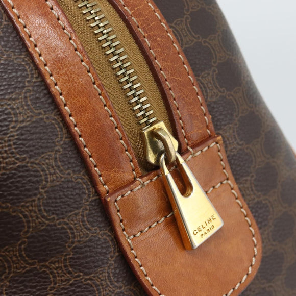 CELINE Macadam Canvas Hand Bag PVC Leather Brown Gold Auth BA13467