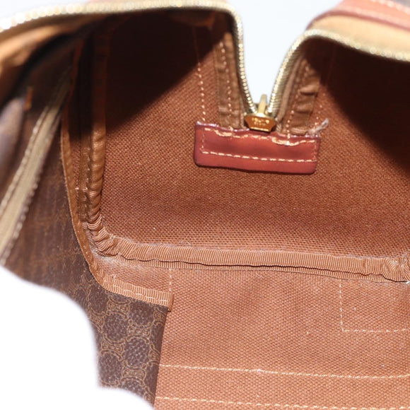 CELINE Macadam Canvas Hand Bag PVC Leather Brown Gold Auth BA13467