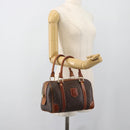 CELINE Macadam Canvas Hand Bag PVC Leather Brown Gold Auth BA13467-20