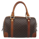 CELINE Macadam Canvas Hand Bag PVC Leather Brown Gold Auth BA13467-3