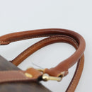 CELINE Macadam Canvas Hand Bag PVC Leather Brown Gold Auth BA13467-8