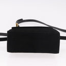 Salvatore Ferragamo Vara Ribbon Hand Bag Suede 2way Black Gold Auth BA13469-5