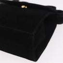 Salvatore Ferragamo Vara Ribbon Hand Bag Suede 2way Black Gold Auth BA13469-17