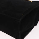 Salvatore Ferragamo Vara Ribbon Hand Bag Suede 2way Black Gold Auth BA13469-9