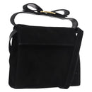 Salvatore Ferragamo Vara Ribbon Hand Bag Suede 2way Black Gold Auth BA13469-1