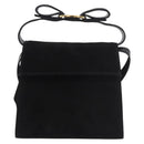Salvatore Ferragamo Vara Ribbon Hand Bag Suede 2way Black Gold Auth BA13469-13