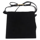 Salvatore Ferragamo Vara Ribbon Hand Bag Suede 2way Black Gold Auth BA13469-2