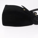 Salvatore Ferragamo Vara Ribbon Hand Bag Suede 2way Black Gold Auth BA13469-3