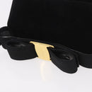 Salvatore Ferragamo Vara Ribbon Hand Bag Suede 2way Black Gold Auth BA13469-7