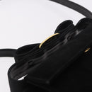 Salvatore Ferragamo Vara Ribbon Hand Bag Suede 2way Black Gold Auth BA13469-14