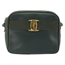 Salvatore Ferragamo Vala Shoulder Bag Leather Khaki Gold Auth BA13475-13