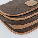 CELINE Macadam Canvas Schoudertas PVC Leer Bruin Goud Auth BA13476-15