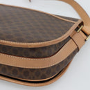 CELINE Macadam Canvas Schoudertas PVC Leer Bruin Goud Auth BA13476-16