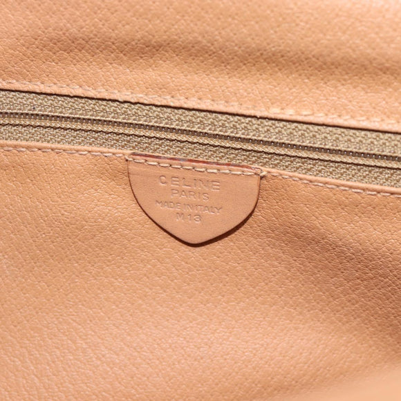 CELINE Macadam Canvas Schoudertas PVC Leer Bruin Goud Auth BA13476