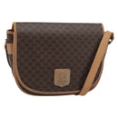 CELINE Macadam Canvas Schoudertas PVC Leer Bruin Goud Auth BA13476-1