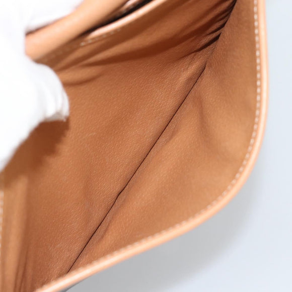 CELINE Macadam Canvas Schoudertas PVC Leer Bruin Goud Auth BA13476