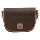 CELINE Macadam Canvas Schoudertas PVC Leer Bruin Goud Auth BA13476-13