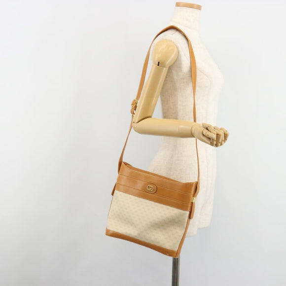 GUCCI Micro GG Supreme Shoulder Bag PVC White Gold 001 109 0579 Auth BA13477