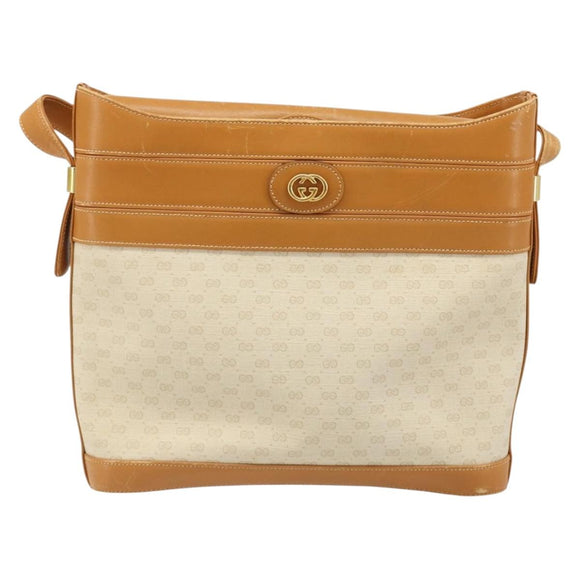 GUCCI Micro GG Supreme Shoulder Bag PVC White Gold 001 109 0579 Auth BA13477
