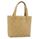 CHANEL Wild Stitch Hand Bag Leather Beige Gold CC Auth BA13478A-1