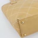 CHANEL Wild Stitch Hand Bag Leather Beige Gold CC Auth BA13478A-11