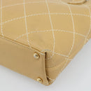 CHANEL Wild Stitch Hand Bag Leather Beige Gold CC Auth BA13478A-12