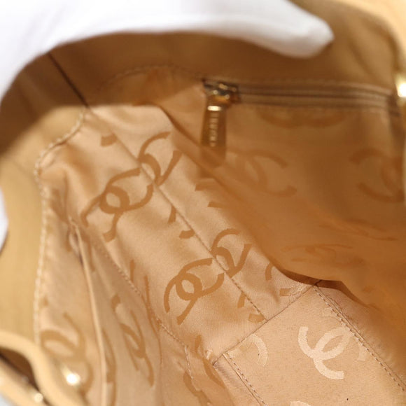 CHANEL Wild Stitch Hand Bag Leather Beige Gold CC Auth BA13478A