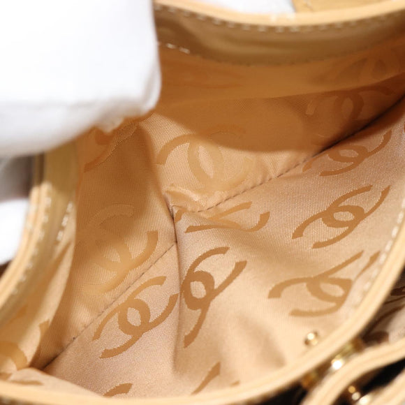 CHANEL Wild Stitch Hand Bag Leather Beige Gold CC Auth BA13478A