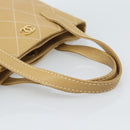 CHANEL Wild Stitch Hand Bag Leather Beige Gold CC Auth BA13478A-7
