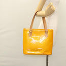LOUIS VUITTON Monogram Vernis Houston Hand Bag Jaune M91121 LV Auth BA1348-25