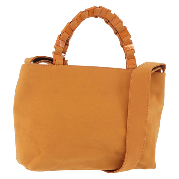 Salvatore Ferragamo Vala Hand Bag Canvas 2way Orange Silver Auth BA13480