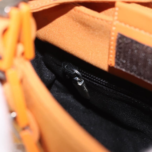 Salvatore Ferragamo Vala Hand Bag Canvas 2way Orange Silver Auth BA13480