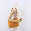Salvatore Ferragamo Vala Hand Bag Canvas 2way Orange Silver Auth BA13480-24