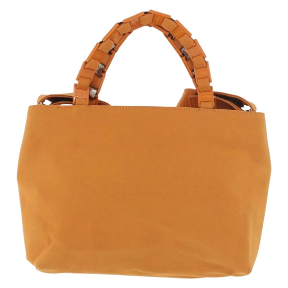 Salvatore Ferragamo Vala Hand Bag Canvas 2way Orange Silver Auth BA13480